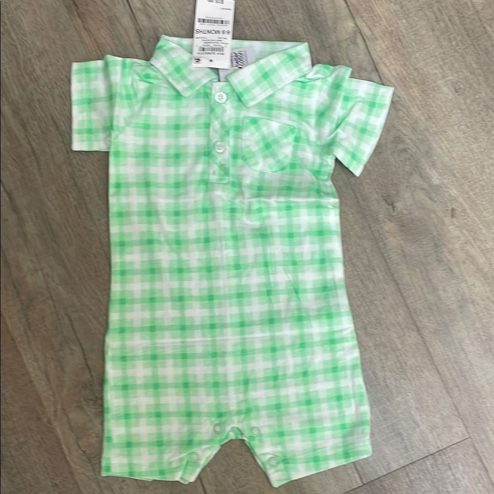 First Impressions Green Plaid One Piece